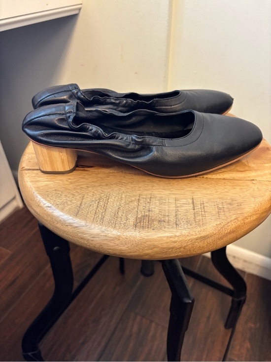 Robert Clergerie Shoes - Robert Clergerie designer Black Leather Block Heel Ballet Flats